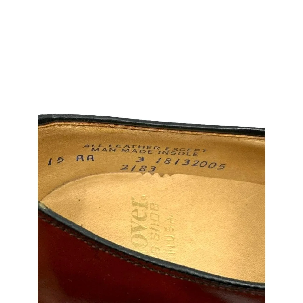 Hanover Men Vintage Mahogany Leather Saddle Oxford Dress Shoes 15 AA Made in USA